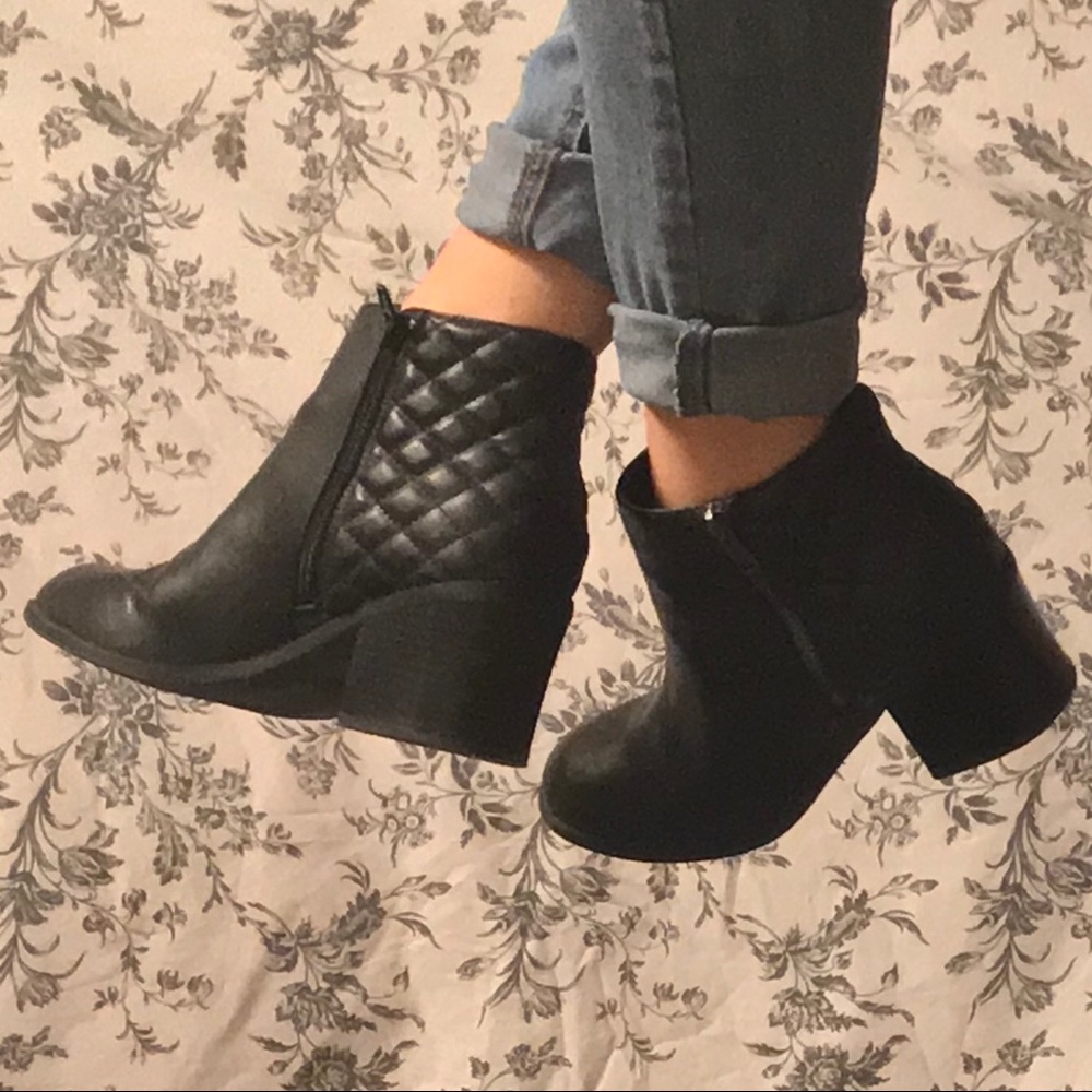 Quilted Black Booties
